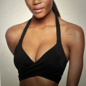 Athleta Black Halter Bra Bikini Top 34 D/DD